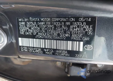 2014 Toyota Prius C One z USA, uszkodzony, nr VIN JTDKDTB35E1566372